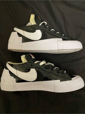 Nike Sacai Black and White Sneakers with White Swoosh